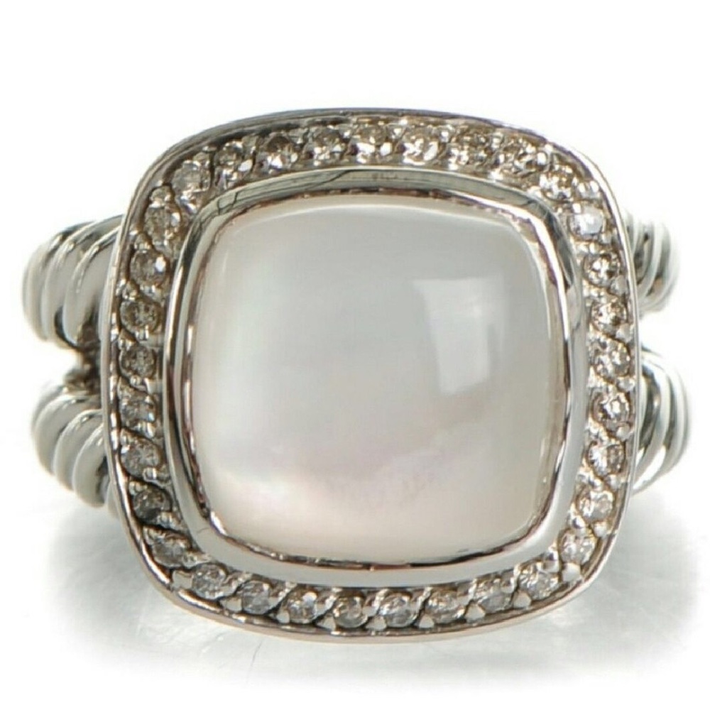 SOLD David Yurman Moonstone & Diamond Ring - Picture 7 of 8